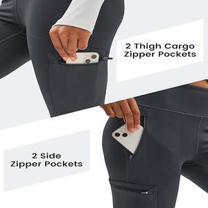 Leggings d'entraînement personnalisés taille haute pour femmes pour l'entraînement physique Gym et look de rue avec fermeture à la taille élastique Logo personnalisable - Product Image 3