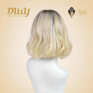 Becca-DWY High Quality Warm Blonde Curly Glueless Synthetic <b>Wig</b> Free Part Mono SkinWeft Transparent <b>Lace</b> 24 Inches Stretched - Product Image 5