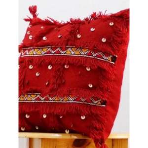 Funda de Almohada Marroquí Hecha a Mano, Funda de Cojín Tradicional Bereber, Cojín Decorativo Boho para Sofá, Almohada Decorativa de Algodón para el Hogar - Product Image 1