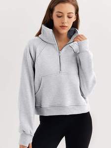 Femmes col roulé fermeture éclair court Hodes pour femme à la mode demi fermeture éclair col roulé sweat Streetwear femmes sweats à capuche - Product Image 2