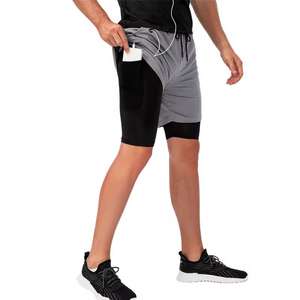 Mens 7 Inch Liner Shorts Double <b>Layer</b> With Zipper Breathable Stretch Running Training Sports Casual Quick Dry - Product Image 1