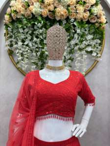 Lehenga choli การออกแบบอินเดียแบบดั้งเดิมที่ทันสมัยล่าสุดสำหรับผู้หญิงที่มีผ้าใบแคนแคนวาส - Product Image 4