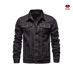 Chaqueta Vaquera para Hombre, Desgastada, Rota, de Color Sólido, Chaqueta de Mezclilla, Abrigo de Moda con Múltiples Bolsillos - Product Image 5