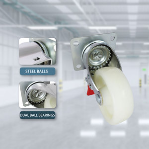 ล้อลูกล้อไนลอนสีขาว4นิ้วตัวล็อกแบบหมุนคู่แข็งขนาด75มม. 100มม. ลูกปืนเฟอร์นิเจอร์ล้อเหล็ก - Product Image 4