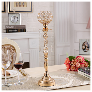 Vente en gros de bougeoirs de luxe pour mariage, candélabres à 5 bras en cristal doré centres de table pour banquets et événements - Product Image 2