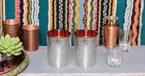 Vaso de cobre de doble pared hecho a mano, vaso de vidrio de cobre puro para agua, diseño moderno, beneficios para la salud - Product Image 3