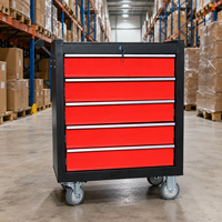 Chariot à outils en acier robuste OEM à 5 tiroirs avec serrure et roues pour garage et atelier