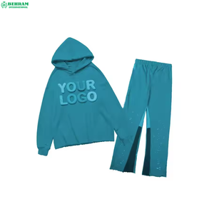350g Thick Fleece <b>Oversize</b> Zip up Hoodie Straight Wide Leg Sweat <b>Jogger</b> Pants Solid Colors Tracksuit Jogging Suit Men - Product Image 2