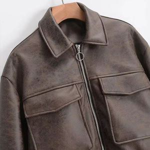 Veste de haute qualité Veste en cuir tendance personnalisée Vestes en cuir solides noires pour hommes - Product Image 1