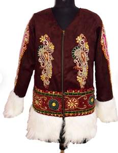 แจ็กเก็ตขนโบโฮวินเทจสำหรับผู้หญิงชุดยาวฤดูหนาวพร้อมกระดุมปัก - Product Image 1