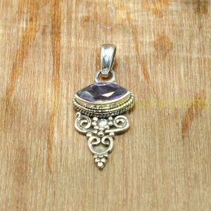 Natural Purple Amethyst Faceted Marquise Shape 925 Sterling Silver Handmade Vintage Tribal <b>Boho</b> Pendant <b>Necklace</b> Jewelry For Her - Product Image 3