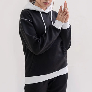 Ensemble survêtement femme deux pièces avec logo personnalisé, sweat-shirt et pantalon de jogging, 100% coton molletonné, streetwear, survêtement d'hiver - Product Image 5