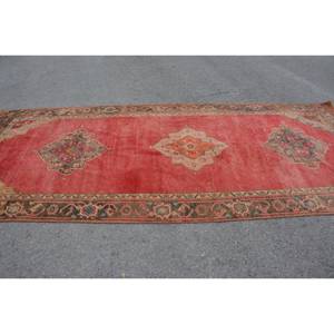 Alfombra de lana verde roja tradicional 5X11,6 pies Vintage turco área grande rectángulo abstracto pasillo Patchwork diseño látex para el hogar - Product Image 3