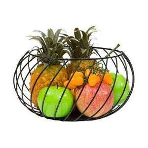 Panier à fruits en fil métallique noir, bol de rangement décoratif rond - Product Image 1