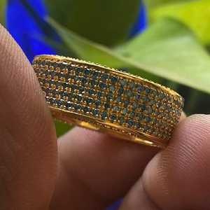 แหวนเพชรสี่แถวใส่ได้ทั้งชายและหญิงสุดหรูชุดทอง14K สีเหลืองพร้อมเครื่องประดับที่ประณีต - Product Image 5