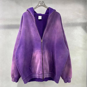 Alta calidad 360gsm algodón personalizado peso pesado pulóver Sudadera con capucha Unisex desgastado polar con doble cremallera largo cálido para invierno - Product Image 4