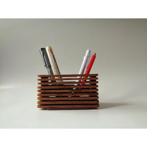 Customized shape brown <b>wood</b> pen holder fantastic design wooden pen holder for <b>desktop</b> organizer wooden pen holder - Product Image 5