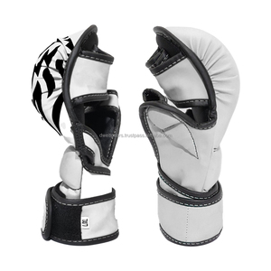Dwelt Gears Elite MMA Fight Gloves PU Leather <b>Open</b> Finger Hook Loop Closure Customizable Professional UFC Training Gloves - Product Image 5