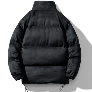 Doudounes d'hiver pour hommes vente en gros doudounes couleur unie à capuche col montant long tissu de coton manteaux chauds et confortables - Product Image 4