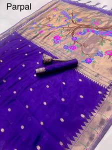 Magnifique Saree en Soie Paithani Khadi Indien de Créateur, avec Pallu Zari Riche et Dernière Collection de Sarees en Soie Traditionnels Exclusifs et Fantaisie pour Femmes - Product Image 3