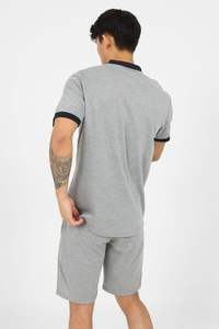 ชุดวอร์มลำลองสองชิ้นสำหรับผู้ชายเสื้อแขนสั้นเข้ารูปมีซิปปกเสื้อโปโลเสื้อยืดกีฬา - Product Image 2