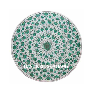 Dessus de table en marbre blanc de haute qualité avec différents types de conception incrustés pour table à manger - Product Image 1