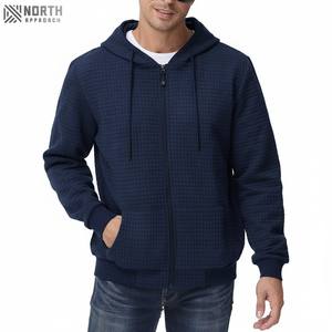 Jersey con capucha de algodón 100% para hombre, diseño de cremallera personalizado, bordado de alta calidad, ropa de calle de gran tamaño para invierno, con capucha sólida - Product Image 1