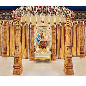 Mariage indien du sud Golden Mangalam Mandapam Evénement élégant Mariage FRP Mandap sculpté Mariage indien du sud Mandap sculpté doré - Product Image 1