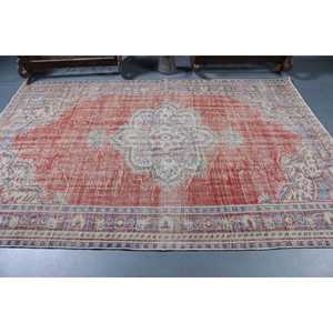 Alfombra Turca Vintage de 5.9x8.7 pies (181x265 cm), Alfombra con Borde Rojo - Product Image 3