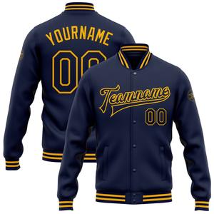 Vente en gros dans l'industrie directe Blouson aviateur décontracté personnalisé bleu clair blanc-marine Veste Letterman Varsity à pression intégrale - Product Image 3