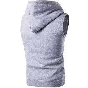 Spring Customized Slim Fit <b>Sleeveless</b> Pullover <b>Hoodie</b> <b>Men</b> Big Pocket Solid Sportswear - Product Image 2