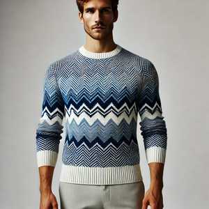 Suéter de Hombre Nuevo y Elegante con Estampado Tie-Dye, Antiarrugas, 100% Alpaca, Jacquard, de Manga Larga, Tejido, Holgado - Product Image 3