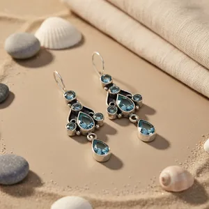 Pendientes de Plata 925 con Topacio Azul para Mujer, Idea de Regalo Elegante - Product Image 2