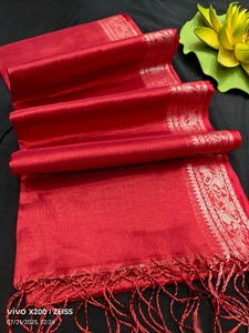 Fiesta de material modal de Sari de algodón de tejido de frontera del sur de la India tradicional para las estaciones de invierno y verano - Product Image 6