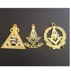 Collier d'officier maçonnique Bijoux Royal Select Maçons CHAINE COLLIER BRODÉ À LA MAIN AVEC BIJOU Plaqué or violet support franc-maçon - Product Image 1