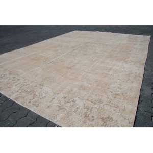 พรมวินเทจขนาด 8.9x12.3 ฟุต พรมตุรกีขนาดใหญ่ พรมลายดอกไม้สีเบจเทา - Product Image 3