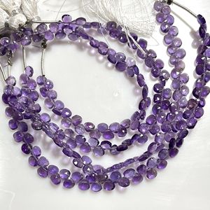 Alta calidad 4-4,5 MM amatista facetada pequeño corazón Briolette cuentas púrpura piedras preciosas proveedor al por mayor - Product Image 2