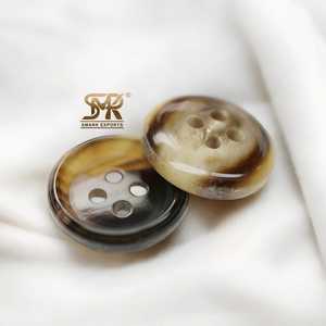 Boutons de veste élégants, vintage, de luxe, haut de gamme, en corne de buffle naturelle, polis, à dos plat, lavables, pour costumes de cérémonie - Product Image 1