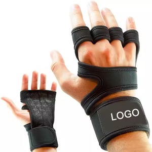 Custom Logo Fitness Gloves with <b>Wrist</b> Wrap Strap Leather Weight Lifting Grip for Gym Workout and <b>Power</b> Training - Product Image 1