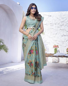 ส่าหรีผ้าไหมพิมพ์ลายดอกไม้สำหรับผู้หญิงรวมถึงเสื้อชิ้นเหมาะสำหรับใช้ในสำนักงานในชีวิตประจำวันหรือการชุมนุมขนาดเล็ก - Product Image 2