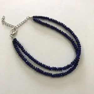 Natural Azul Lapis Lazuli facetada Beads Gemstone Pulseira com fecho de prata para jóias semi preciosas do fabricante fornecedor