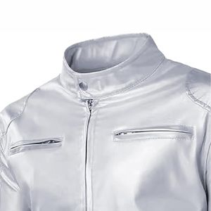 Chaqueta de Cuero Unisex con Cuello Alto y Logotipo Frontal, Estilo Motociclista de Moda 2025, 100% Cuero, Impermeable y Transpirable - Product Image 6