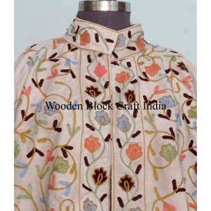 Chaqueta Universitaria de Invierno y Otoño, Estilo Bohemio, Bordado Floral, Terciopelo Ecológico, Resistente al Viento, Transpirable, Relleno de Algodón Suzani, Tejida - Product Image 3