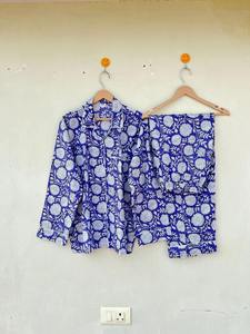 ชุดนอนผ้าฝ้ายพิมพ์ลายแบบชิ้นลากจูงชุดนอนผ้านิ่มชุดนอนแบบอินเดียชุดนอนทรงบล็อกพิมพ์ลายชุดนอนแบบยาวชุดของขวัญสำหรับเธอ - Product Image 5