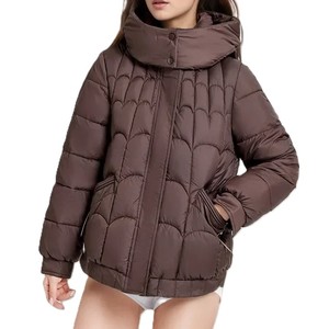 Chaqueta de invierno a prueba de viento con capucha de alta calidad, chaqueta acolchada informal con cremallera, chaqueta acolchada elegante de color personalizado para mujer - Product Image 3