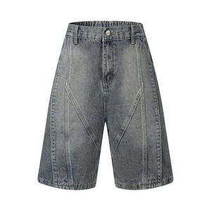 2025 Customized American Street Style Washed Distressed Splicing Loose <b>Baggy</b> <b>Shorts</b> Denim <b>Shorts</b> for <b>Men</b> - Product Image 3