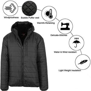 Veste d'hiver matelassée personnalisée, légère, chaude, avec col montant et caractéristiques imperméables pour hommes - Product Image 6