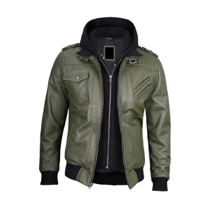 Chaqueta de Cuero Vacuno de Color Sólido para Hombre, Diseño Personalizado, Cuello Alto, Impermeable, Reversible, Estilo Urbano para Invierno, Venta al Por Mayor - Product Image 3