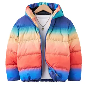 Jaqueta de inverno quente para homens, jaqueta de bolha de tie-dye multicolorida de alta qualidade preço barato