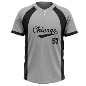 T-shirt de Baseball à deux boutons brodé 100% Polyester sur mesure - Product Image 1